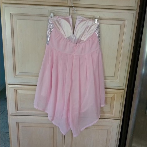 [LIKE 🆕]: Strapless Sequined Light Pink Romper - Picture 6 of 7